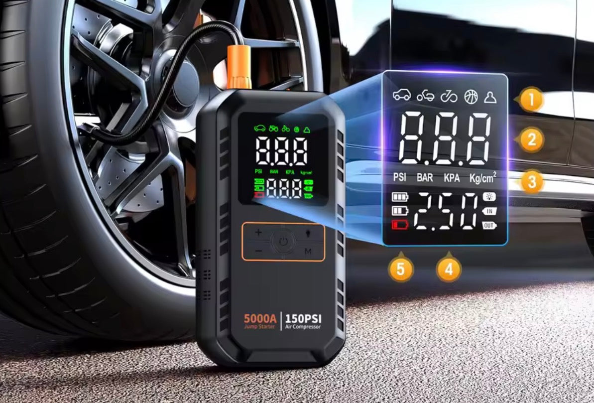 Portable Jump Starter - Car Battery Booster Power Bank with LED Flashlight