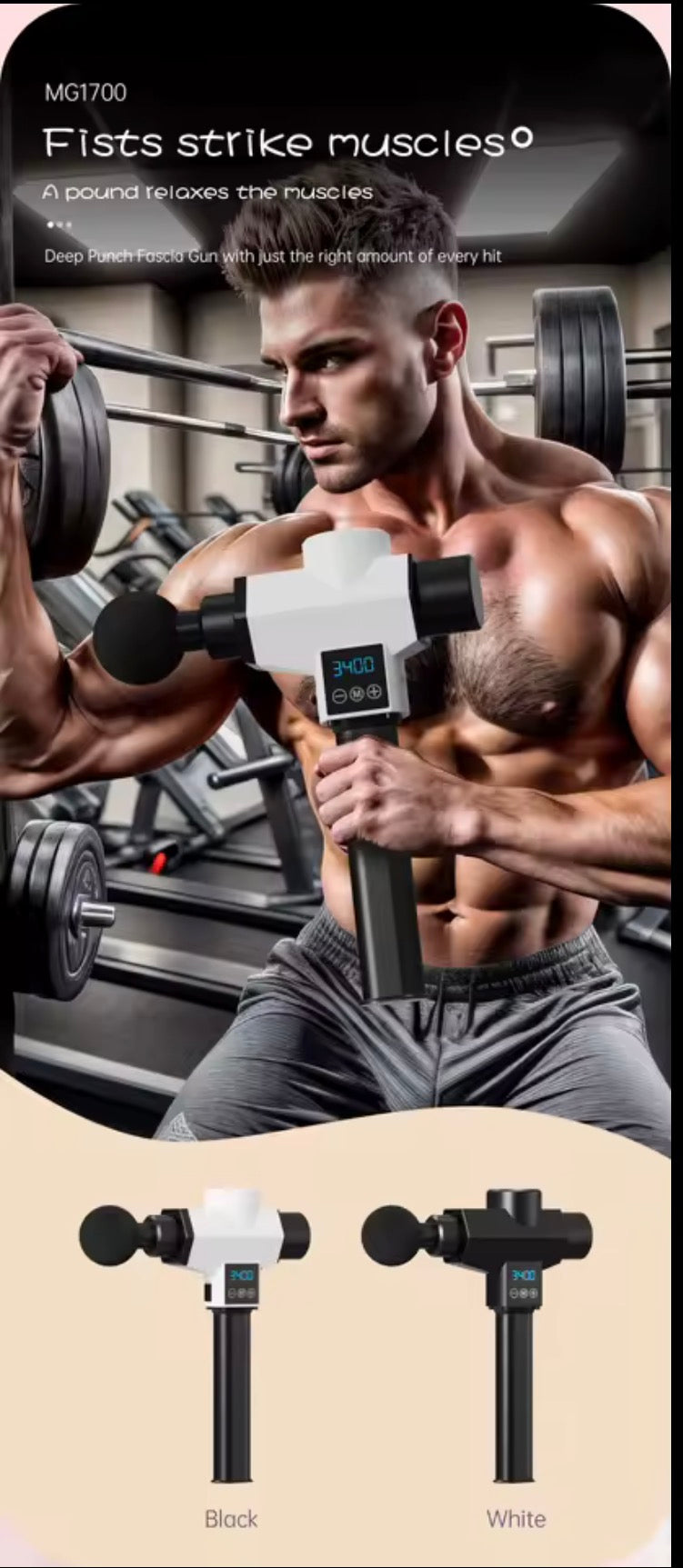 Massage Gun - Deep Tissue Percussion Massager for Muscle Recovery