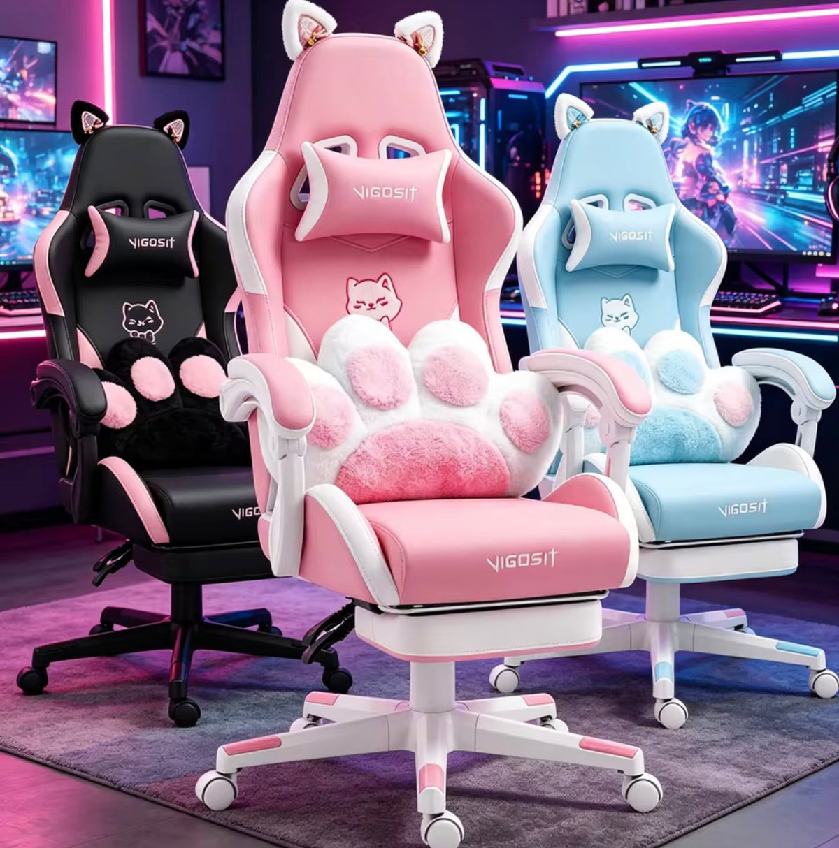 Gaming Chair with Footrest - Ergonomic Office & Gamer Chair