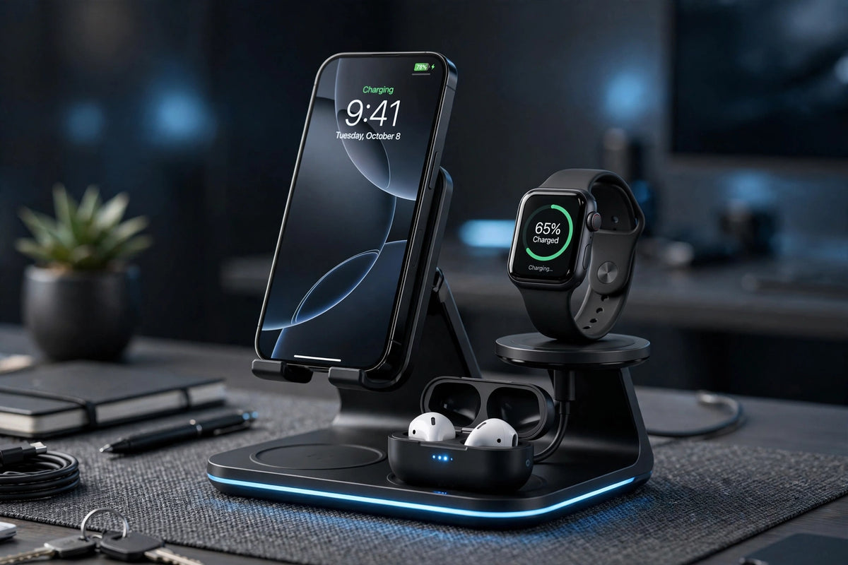 3-in-1 Wireless Charging Station - Phone, Watch & Earbuds