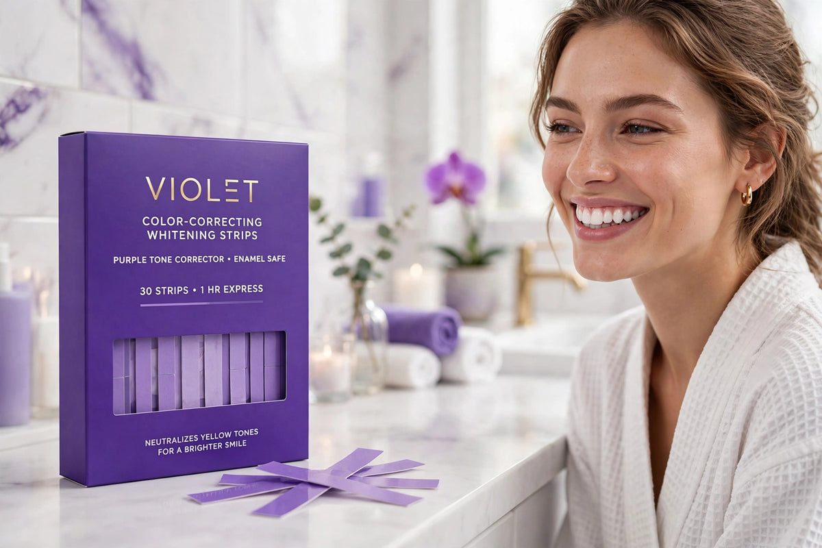 Purple Teeth Whitening Strips - Enamel-Safe Brightening Strips