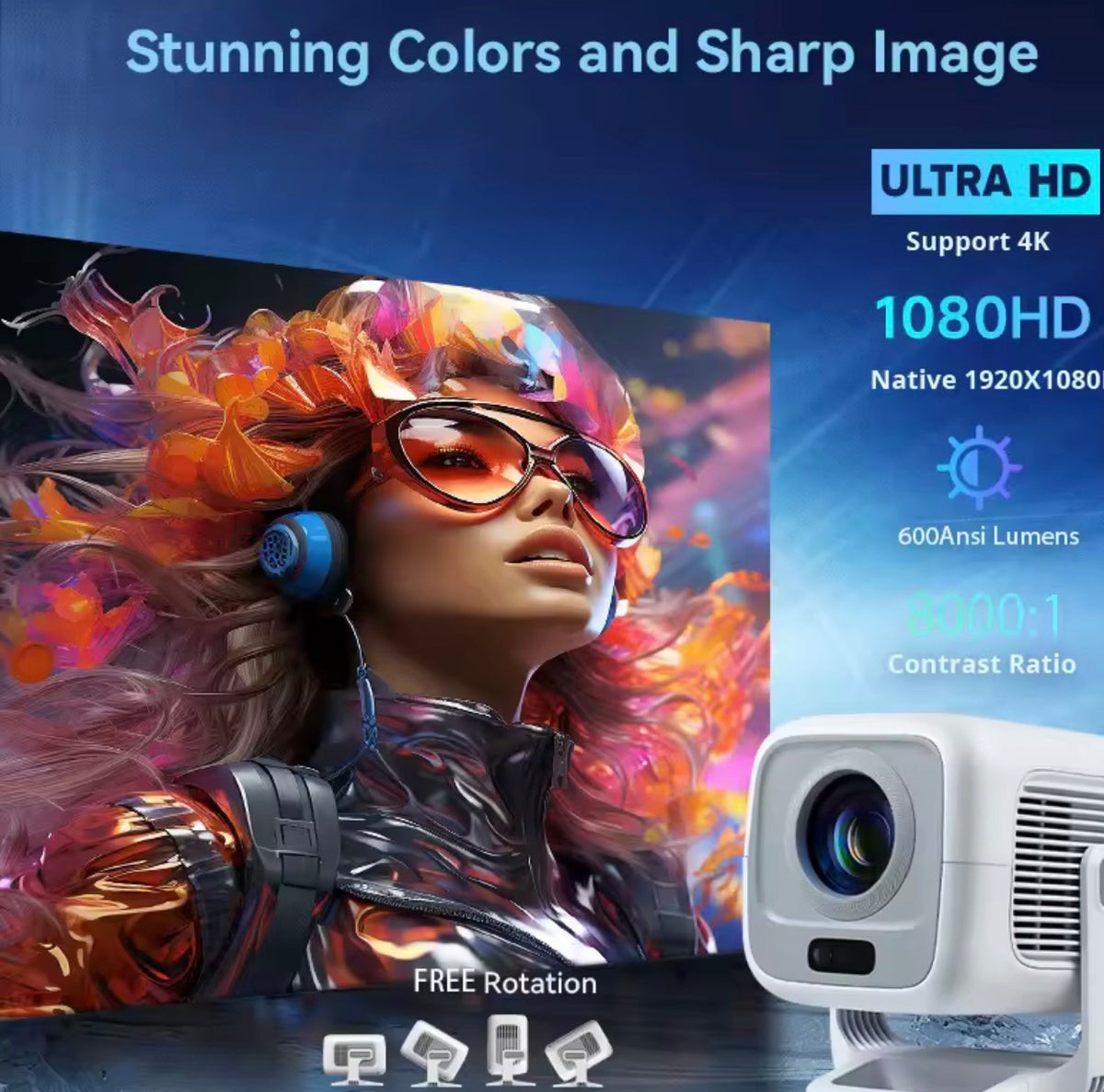 Portable WiFi Projector - HD Mini Projector for Home Theater & Outdoor Movies