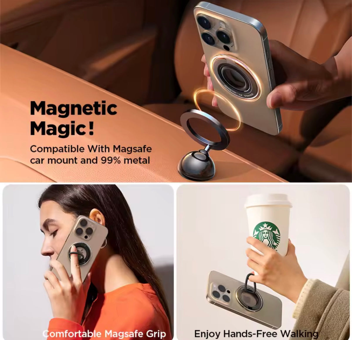 Magnetic Phone Grip - Secure Holder for Easy One-Hand Use