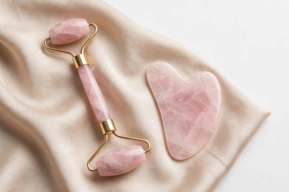 Rose Quartz Facial Set (Roller + Gua Sha)