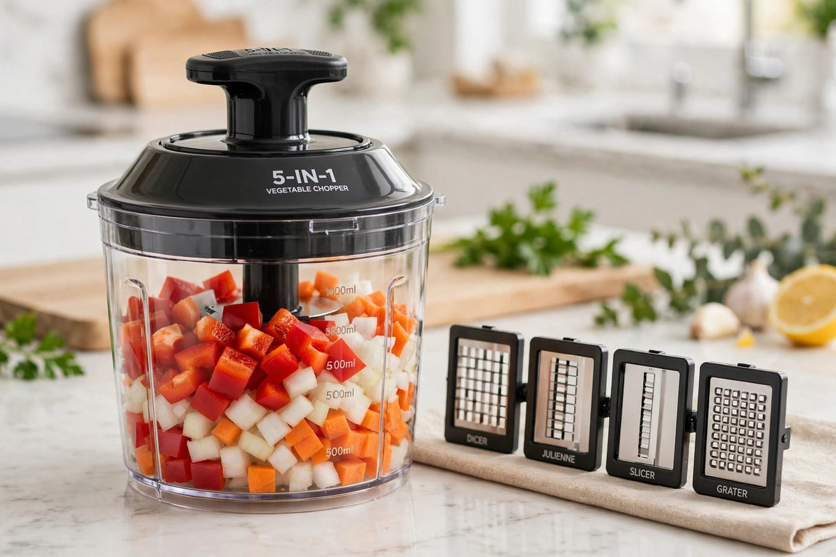 5-in-1 Vegetable Chopper - Multi-Blade Food Dicer