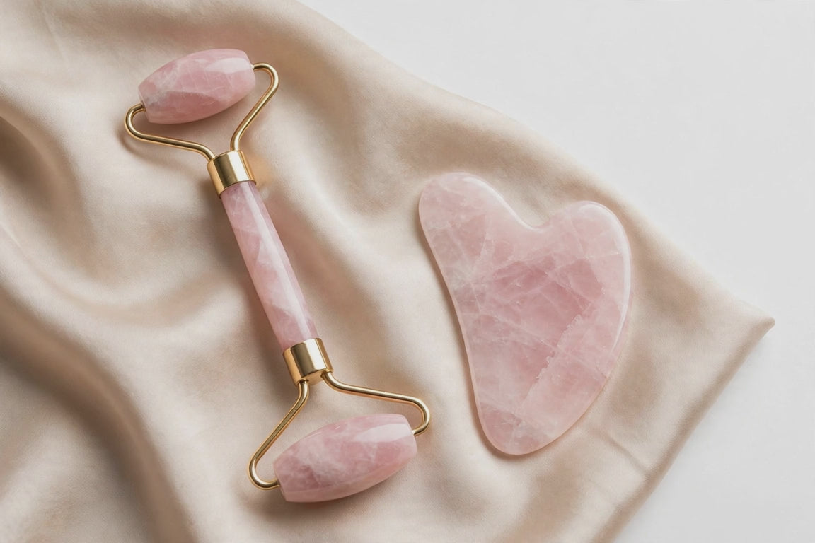 Rose Quartz Facial Set (Roller + Gua Sha)